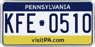 PA license plate KFE0510