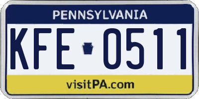 PA license plate KFE0511
