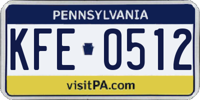 PA license plate KFE0512