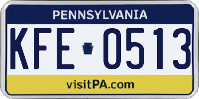 PA license plate KFE0513