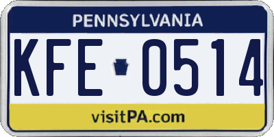 PA license plate KFE0514