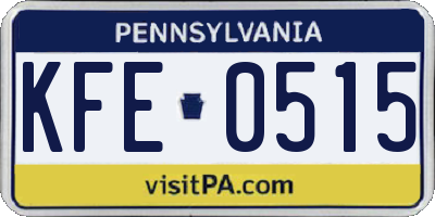 PA license plate KFE0515