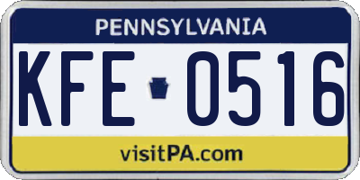 PA license plate KFE0516