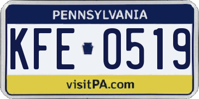 PA license plate KFE0519