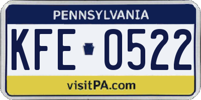 PA license plate KFE0522