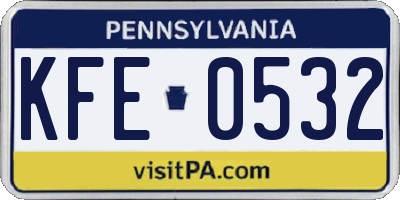 PA license plate KFE0532