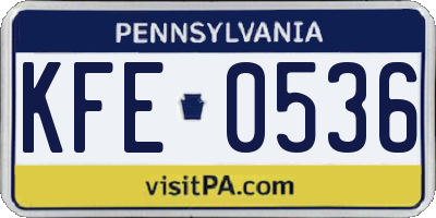 PA license plate KFE0536