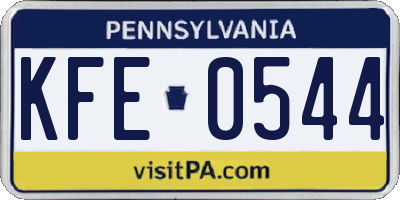 PA license plate KFE0544