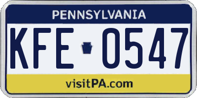 PA license plate KFE0547