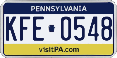 PA license plate KFE0548