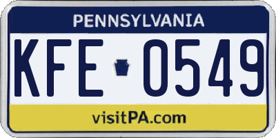 PA license plate KFE0549