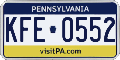 PA license plate KFE0552