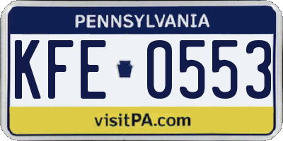 PA license plate KFE0553