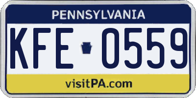 PA license plate KFE0559