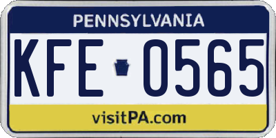 PA license plate KFE0565