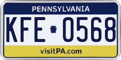 PA license plate KFE0568