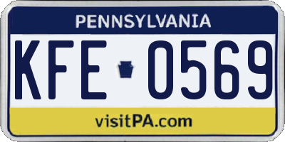 PA license plate KFE0569