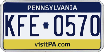 PA license plate KFE0570