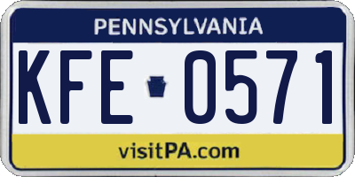 PA license plate KFE0571