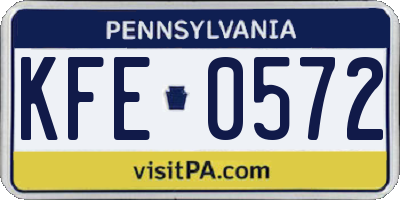 PA license plate KFE0572