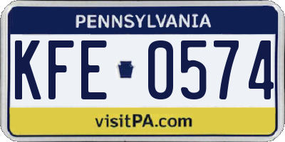 PA license plate KFE0574