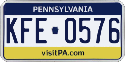 PA license plate KFE0576