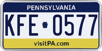 PA license plate KFE0577