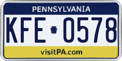 PA license plate KFE0578
