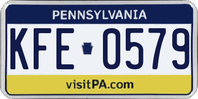 PA license plate KFE0579