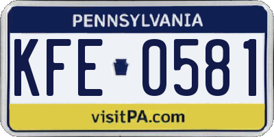 PA license plate KFE0581