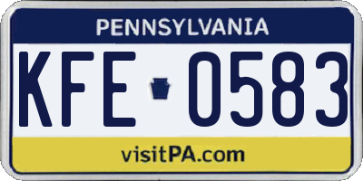 PA license plate KFE0583