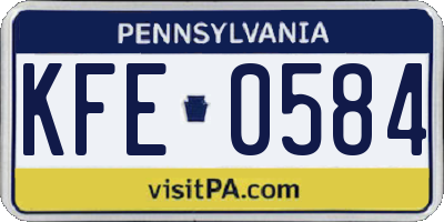 PA license plate KFE0584