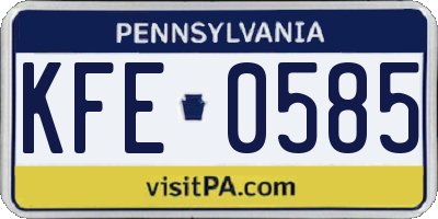 PA license plate KFE0585