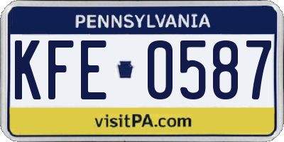 PA license plate KFE0587