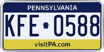 PA license plate KFE0588