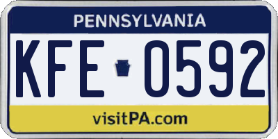 PA license plate KFE0592