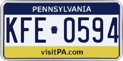 PA license plate KFE0594