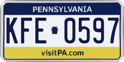 PA license plate KFE0597
