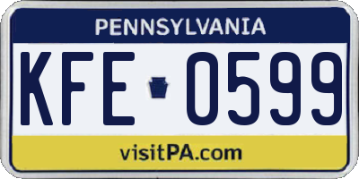 PA license plate KFE0599