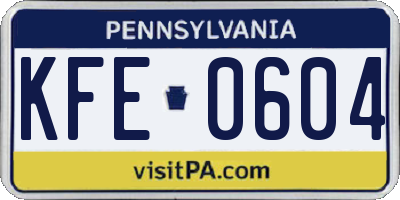 PA license plate KFE0604