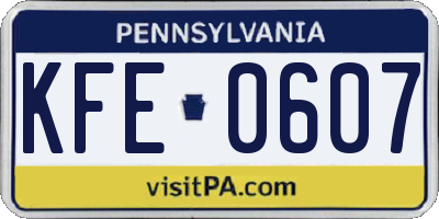 PA license plate KFE0607