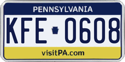 PA license plate KFE0608
