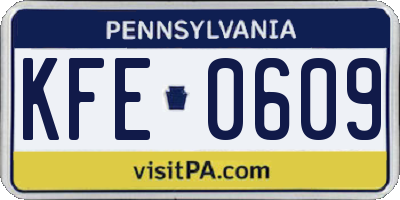 PA license plate KFE0609