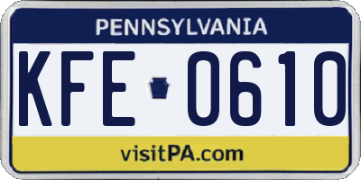 PA license plate KFE0610