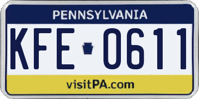 PA license plate KFE0611