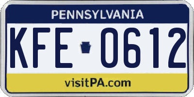 PA license plate KFE0612