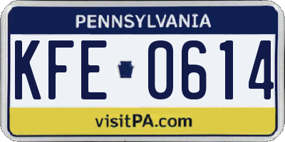 PA license plate KFE0614