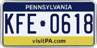PA license plate KFE0618