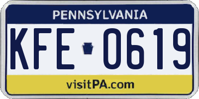 PA license plate KFE0619