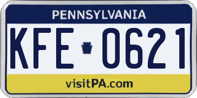 PA license plate KFE0621